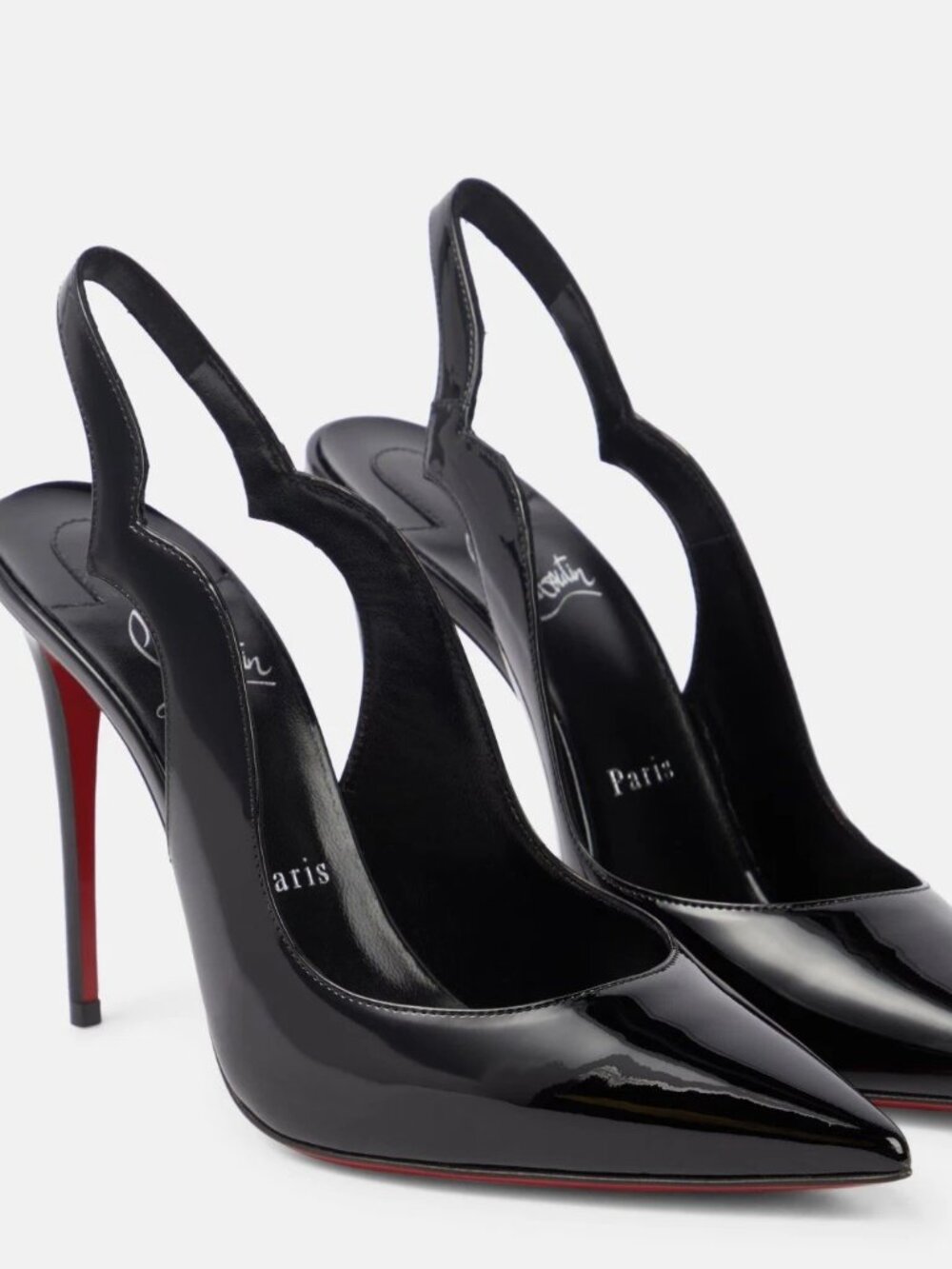 Christian Louboutin Hot Chick Sling 100 Patent Slingback Pump Women's Black 40.5